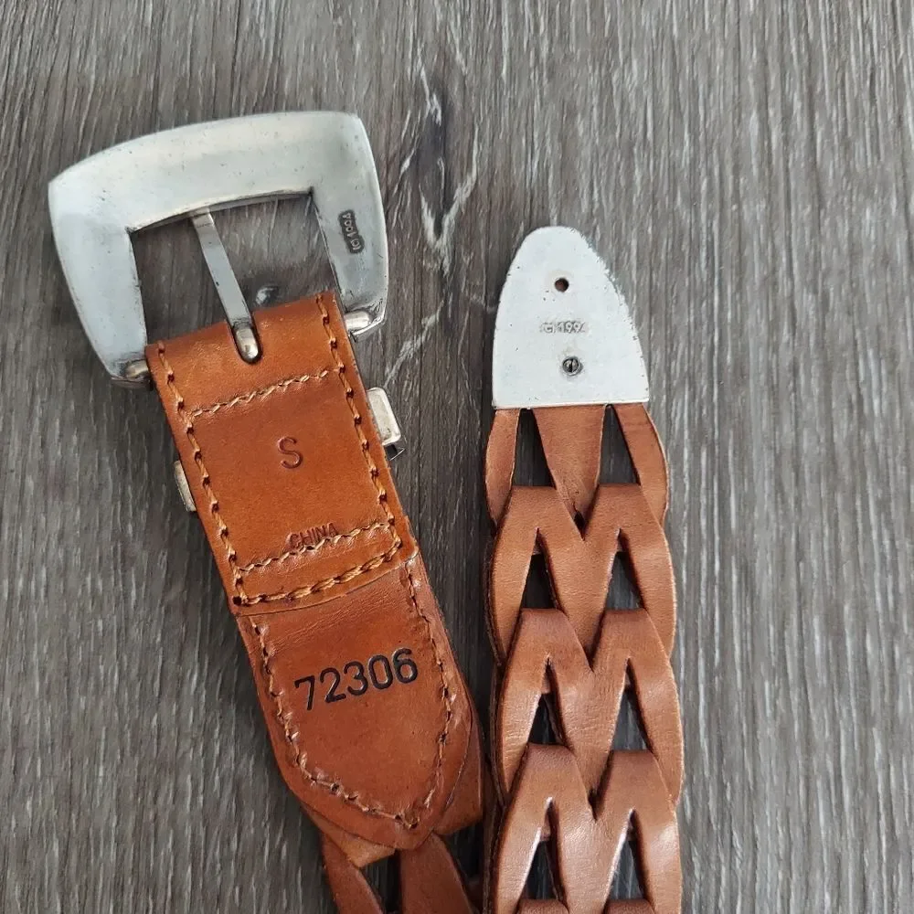 Vintage 1994 Southwestern Leather Link Belt w Metal Buckle & Loop Small